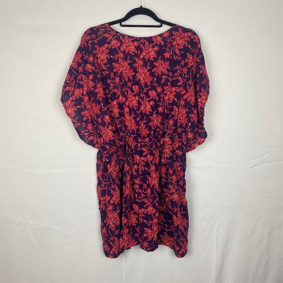 Lands End' Size XS-S, Floral Boho Dress Purple & Red Pattern Midi Women, Retro - Picture 3 of 6